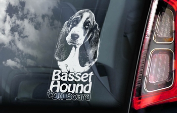 Basset Hound 2 Hondensticker voor op de auto  Per Stuk